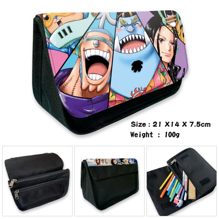 One Piece Anime Velcro canvas zipper pencil case Pencil Bag 21×14×7.5cm