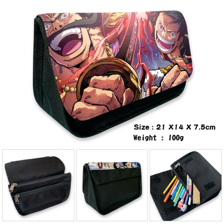 One Piece Anime Velcro canvas zipper pencil case Pencil Bag 21×14×7.5cm