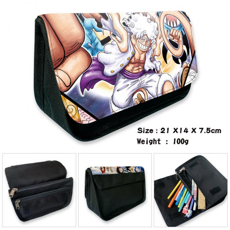 One Piece Anime Velcro canvas zipper pencil case Pencil Bag 21×14×7.5cm