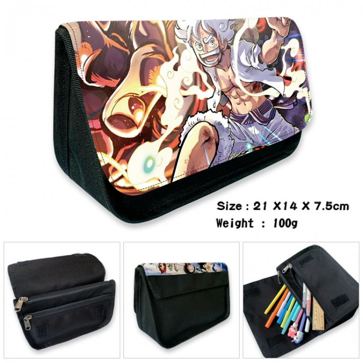 One Piece Anime Velcro canvas zipper pencil case Pencil Bag 21×14×7.5cm