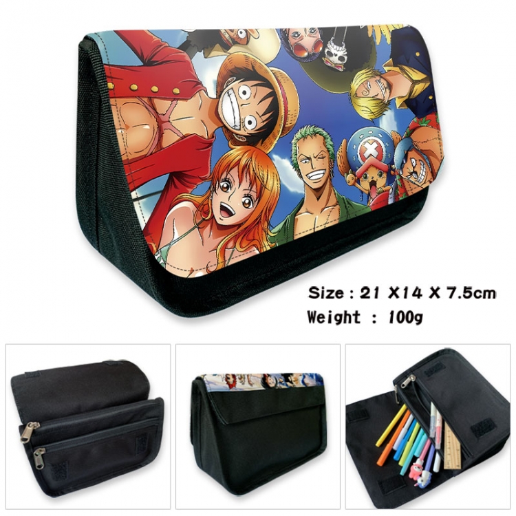 One Piece Anime Velcro canvas zipper pencil case Pencil Bag 21×14×7.5cm