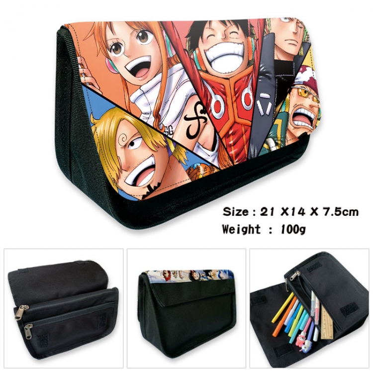 One Piece Anime Velcro canvas zipper pencil case Pencil Bag 21×14×7.5cm