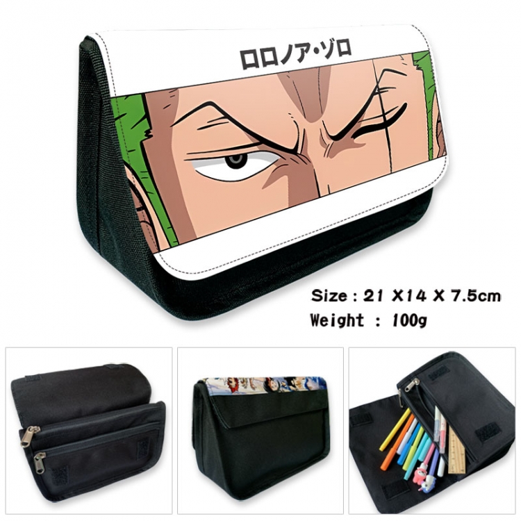 One Piece Anime Velcro canvas zipper pencil case Pencil Bag 21×14×7.5cm