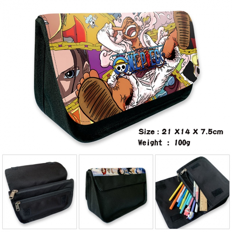 One Piece Anime Velcro canvas zipper pencil case Pencil Bag 21×14×7.5cm