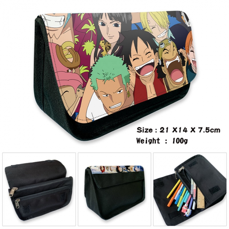 One Piece Anime Velcro canvas zipper pencil case Pencil Bag 21×14×7.5cm