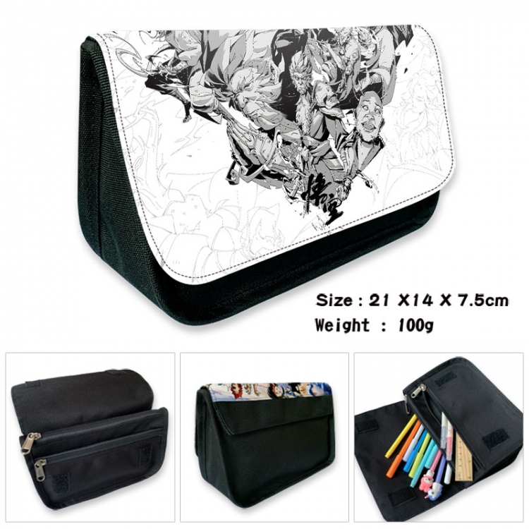 Black Myth Anime Velcro canvas zipper pencil case Pencil Bag 21×14×7.5cm