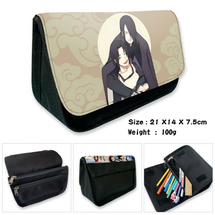 Naruto Anime Velcro canvas zipper pencil case Pencil Bag 21×14×7.5cm