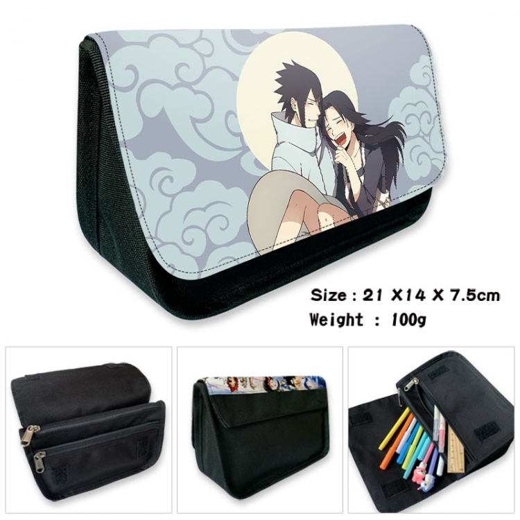 Naruto Anime Velcro canvas zipper pencil case Pencil Bag 21×14×7.5cm