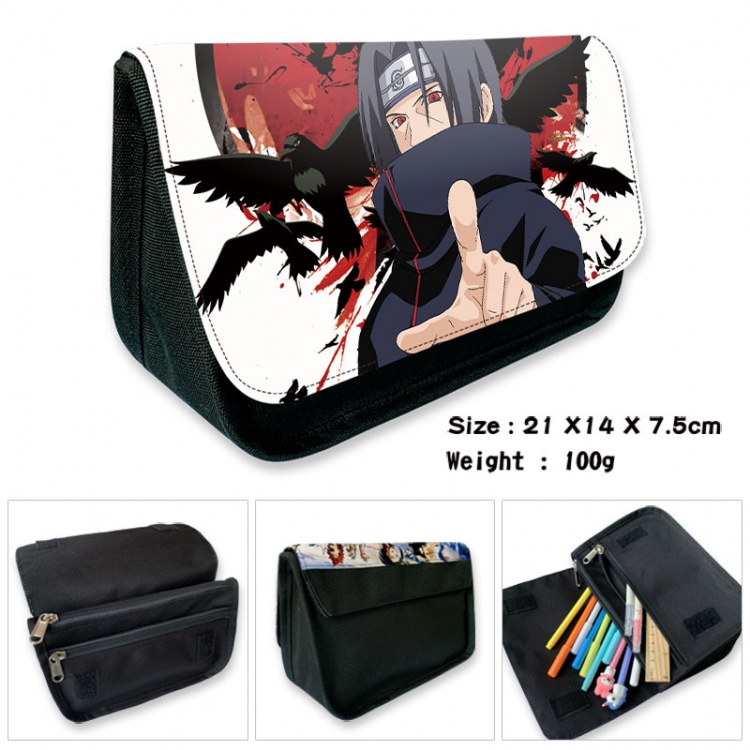 Naruto Anime Velcro canvas zipper pencil case Pencil Bag 21×14×7.5cm