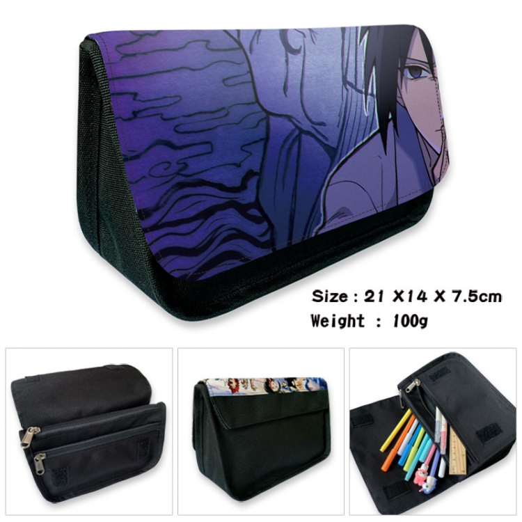 Naruto Anime Velcro canvas zipper pencil case Pencil Bag 21×14×7.5cm