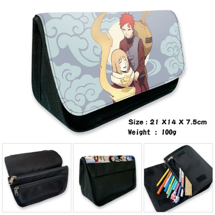 Naruto Anime Velcro canvas zipper pencil case Pencil Bag 21×14×7.5cm