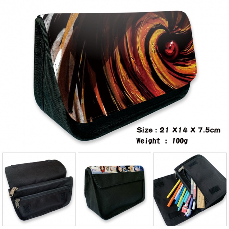 Naruto Anime Velcro canvas zipper pencil case Pencil Bag 21×14×7.5cm