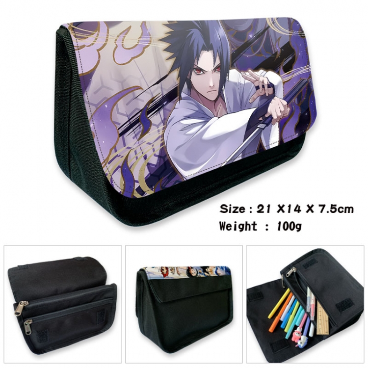 Naruto Anime Velcro canvas zipper pencil case Pencil Bag 21×14×7.5cm