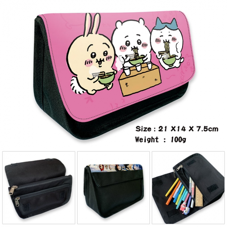 Chiikawa Anime Velcro canvas zipper pencil case Pencil Bag 21×14×7.5cm