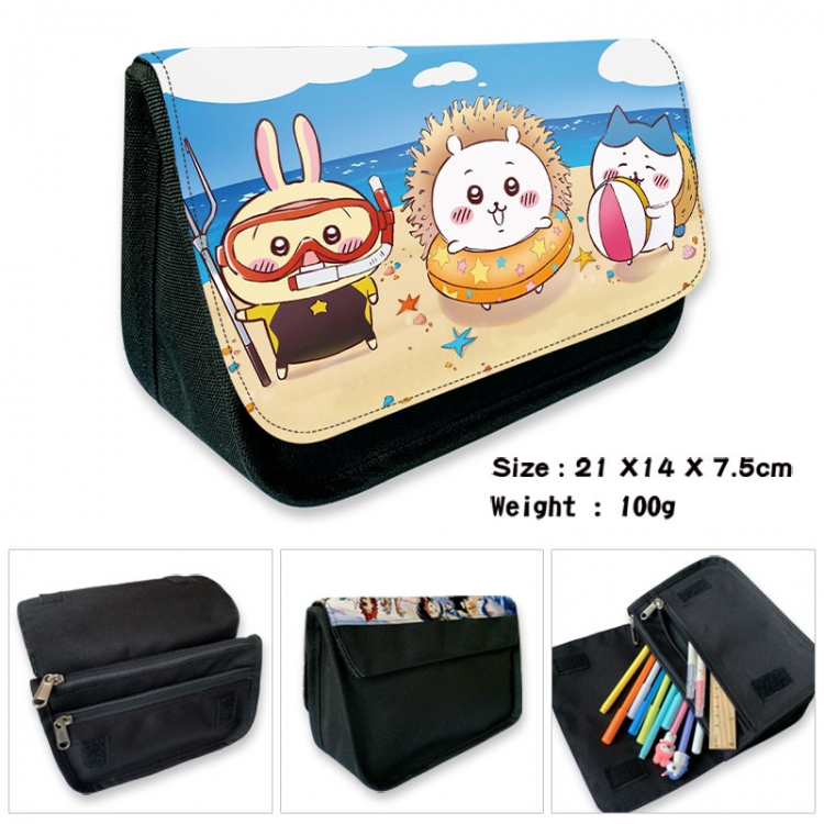 Chiikawa Anime Velcro canvas zipper pencil case Pencil Bag 21×14×7.5cm