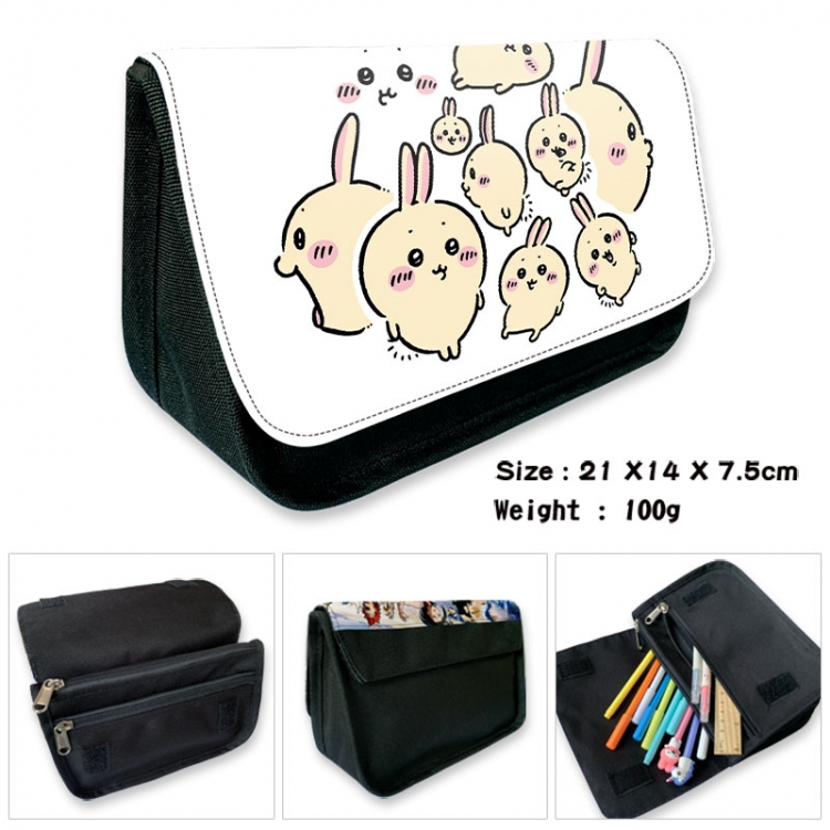 Chiikawa Anime Velcro canvas zipper pencil case Pencil Bag 21×14×7.5cm