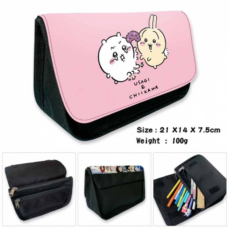 Chiikawa Anime Velcro canvas zipper pencil case Pencil Bag 21×14×7.5cm