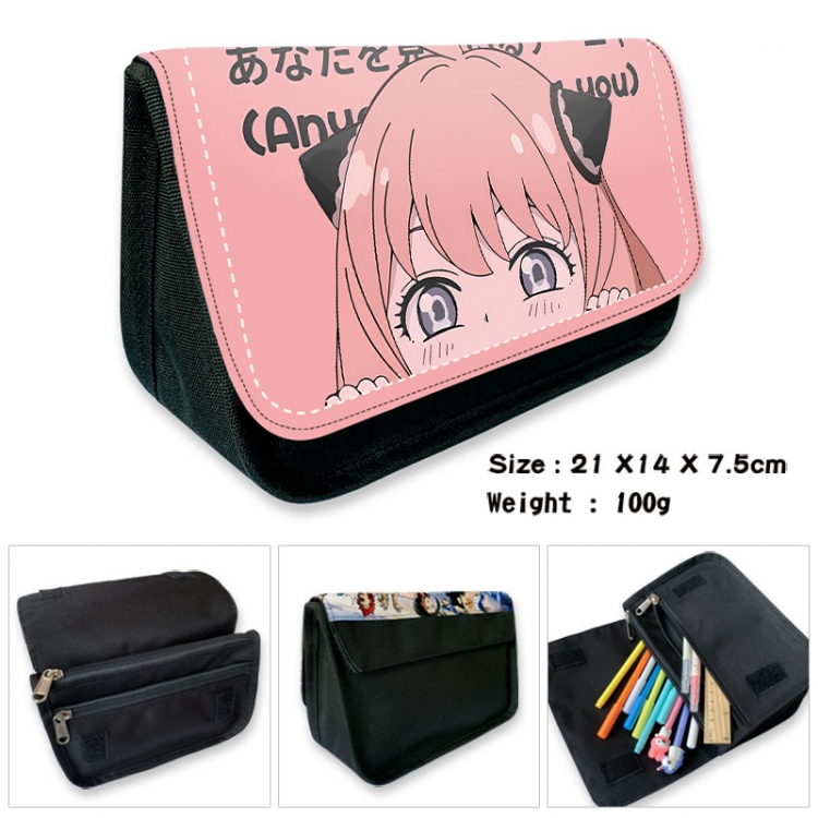 SPY×FAMILY Anime Velcro canvas zipper pencil case Pencil Bag 21×14×7.5cm