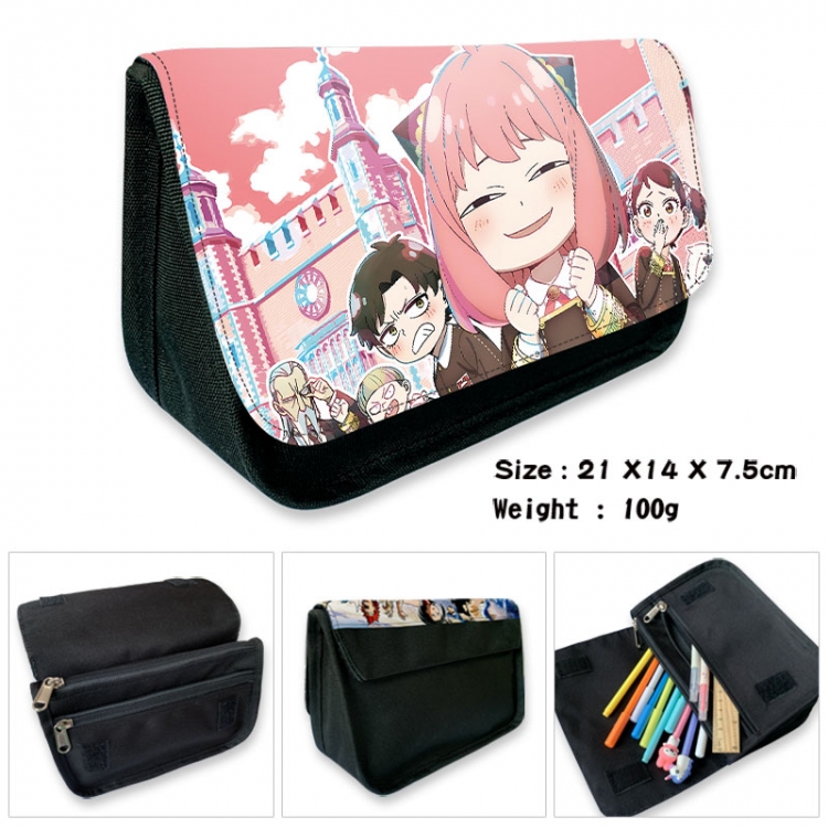 SPY×FAMILY Anime Velcro canvas zipper pencil case Pencil Bag 21×14×7.5cm