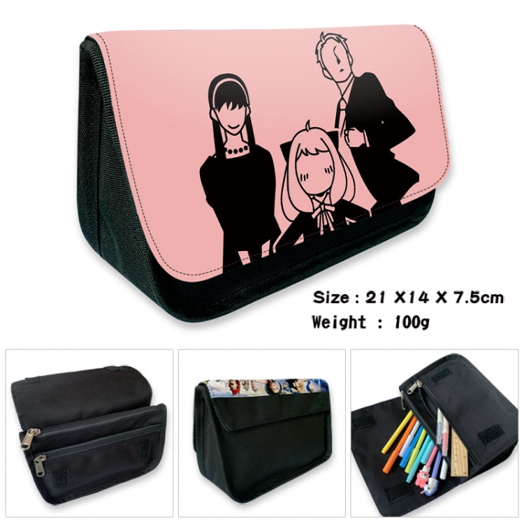 SPY×FAMILY Anime Velcro canvas zipper pencil case Pencil Bag 21×14×7.5cm