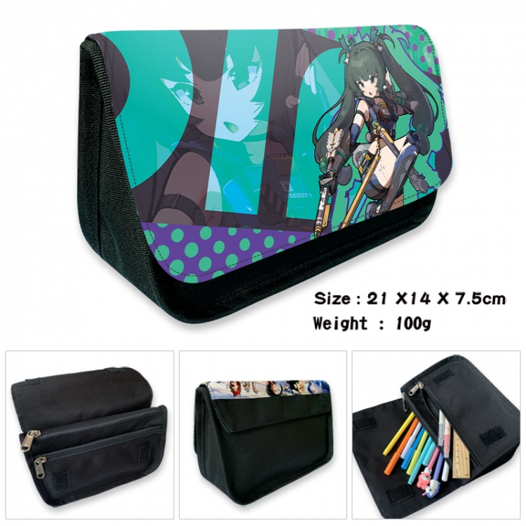 Zenless Zone Zero Anime Velcro canvas zipper pencil case Pencil Bag 21×14×7.5cm