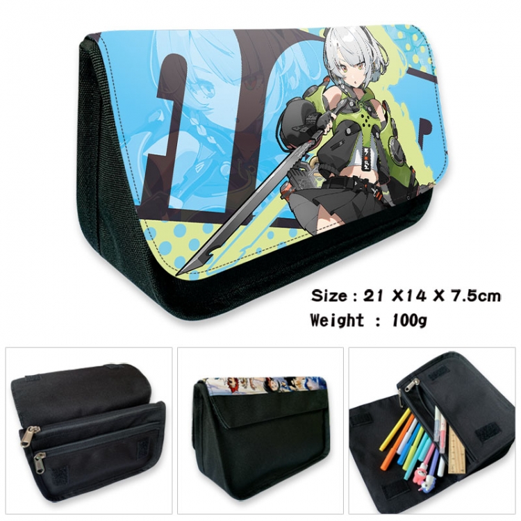 Zenless Zone Zero Anime Velcro canvas zipper pencil case Pencil Bag 21×14×7.5cm