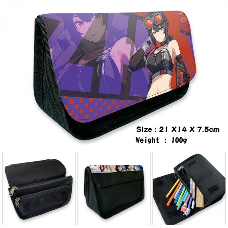 Zenless Zone Zero Anime Velcro canvas zipper pencil case Pencil Bag 21×14×7.5cm