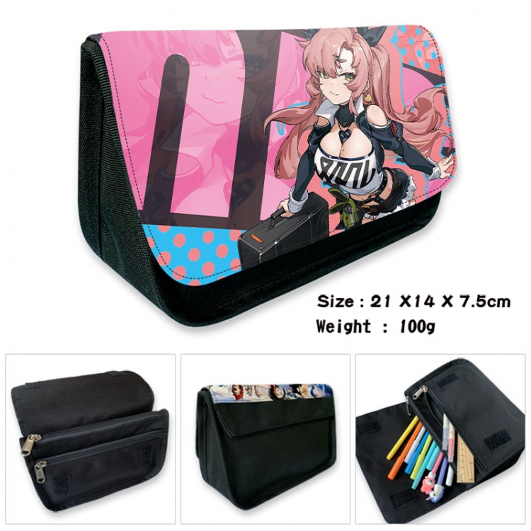 Zenless Zone Zero Anime Velcro canvas zipper pencil case Pencil Bag 21×14×7.5cm