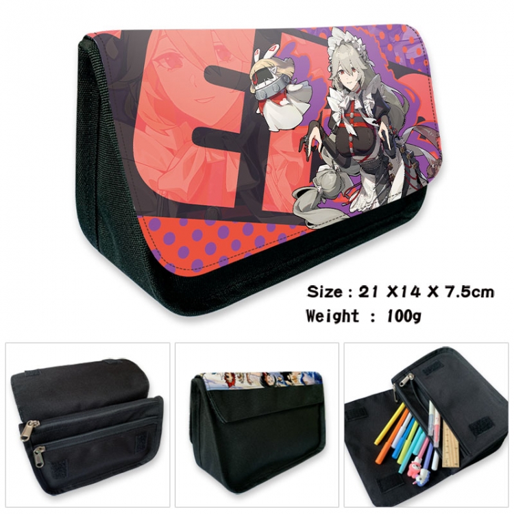 Zenless Zone Zero Anime Velcro canvas zipper pencil case Pencil Bag 21×14×7.5cm