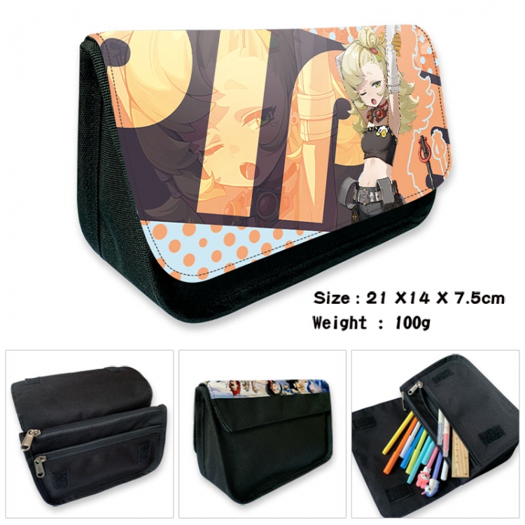 Zenless Zone Zero Anime Velcro canvas zipper pencil case Pencil Bag 21×14×7.5cm