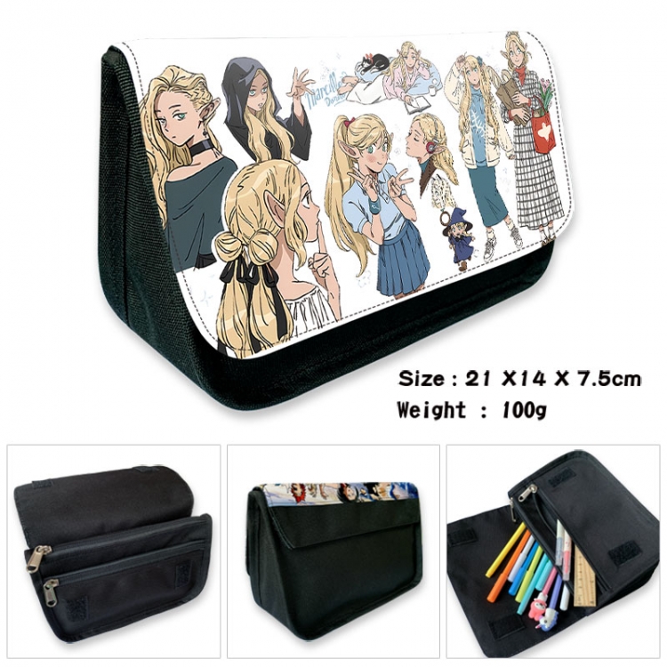 Delicious in Dungeon Anime Velcro canvas zipper pencil case Pencil Bag 21×14×7.5cm