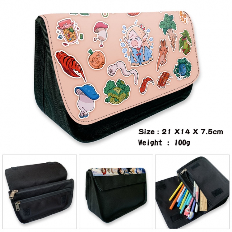 Delicious in Dungeon Anime Velcro canvas zipper pencil case Pencil Bag 21×14×7.5cm