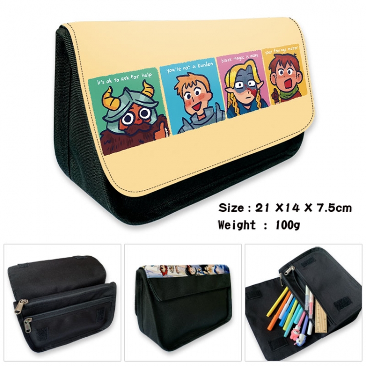 Delicious in Dungeon Anime Velcro canvas zipper pencil case Pencil Bag 21×14×7.5cm