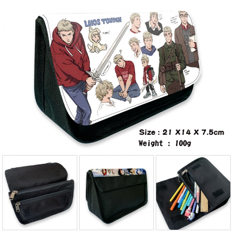 Delicious in Dungeon Anime Velcro canvas zipper pencil case Pencil Bag 21×14×7.5cm