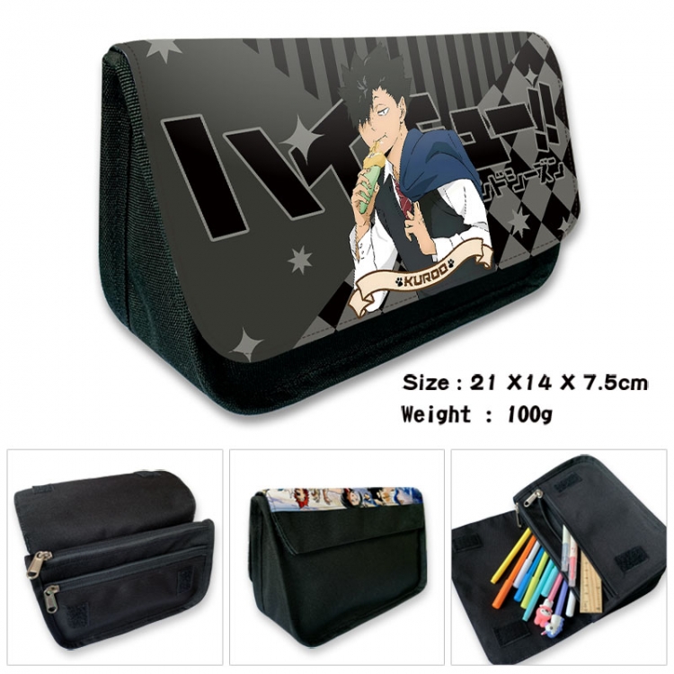 Haikyuu!! Anime Velcro canvas zipper pencil case Pencil Bag 21×14×7.5cm