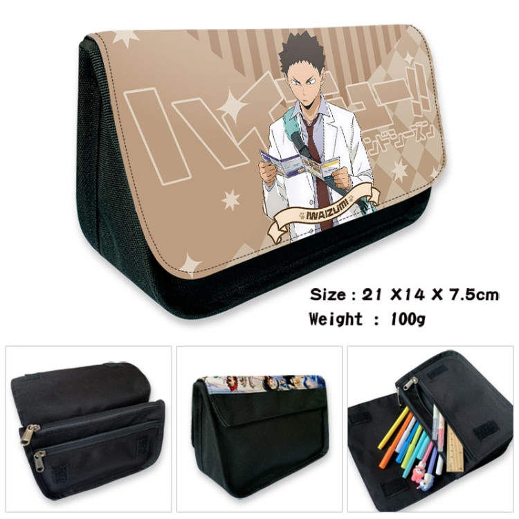 Haikyuu!! Anime Velcro canvas zipper pencil case Pencil Bag 21×14×7.5cm