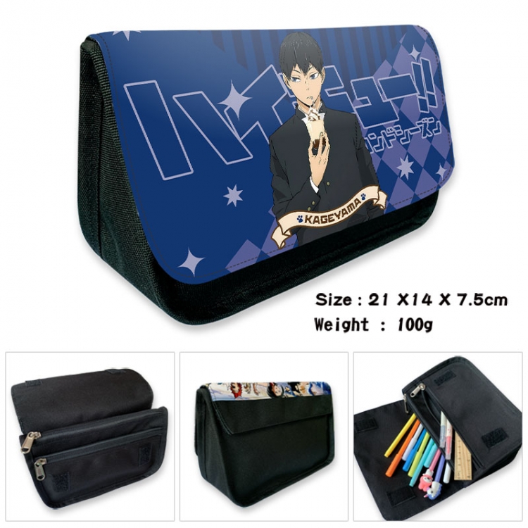 Haikyuu!! Anime Velcro canvas zipper pencil case Pencil Bag 21×14×7.5cm