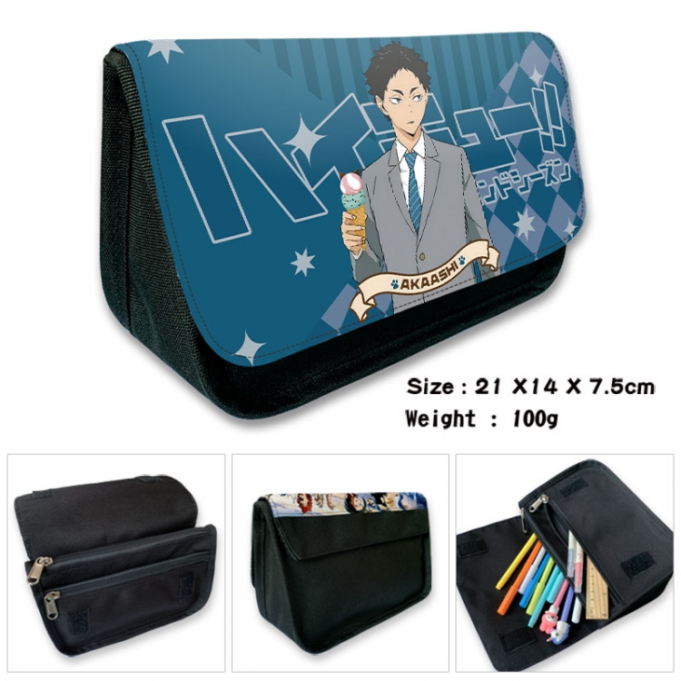 Haikyuu!! Anime Velcro canvas zipper pencil case Pencil Bag 21×14×7.5cm