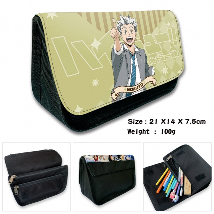 Haikyuu!! Anime Velcro canvas zipper pencil case Pencil Bag 21×14×7.5cm