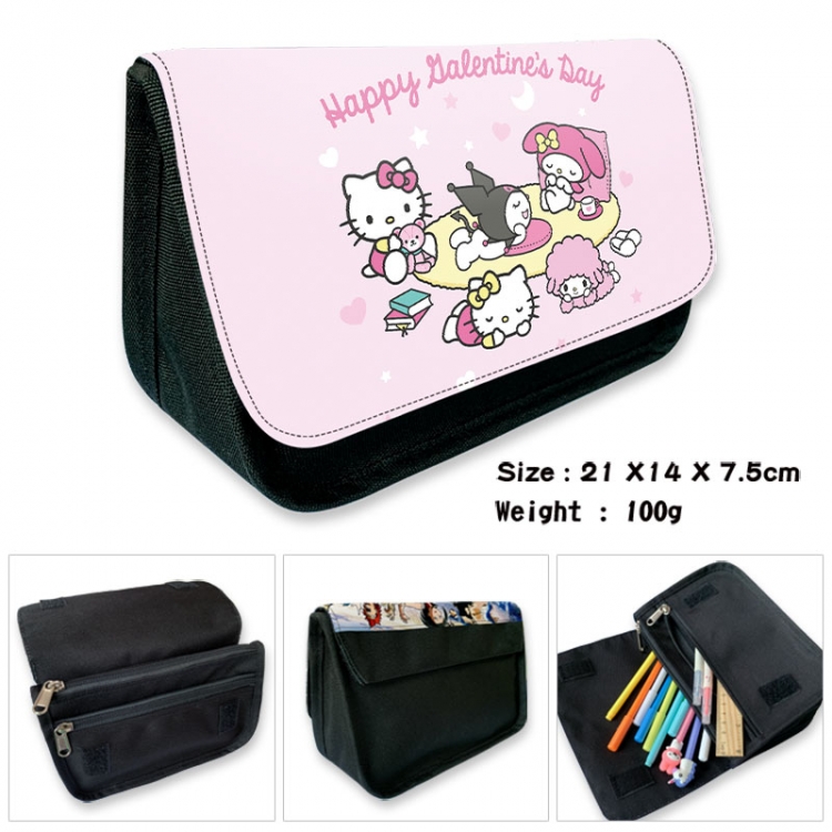 sanrio Anime Velcro canvas zipper pencil case Pencil Bag 21×14×7.5cm