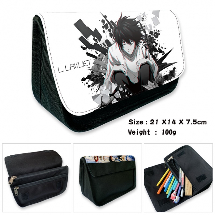 Death note Anime Velcro canvas zipper pencil case Pencil Bag 21×14×7.5cm