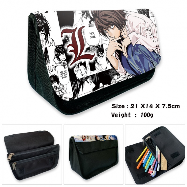 Death note Anime Velcro canvas zipper pencil case Pencil Bag 21×14×7.5cm