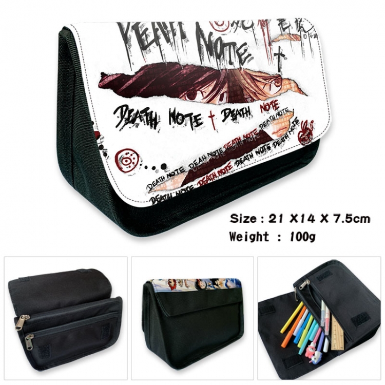 Death note Anime Velcro canvas zipper pencil case Pencil Bag 21×14×7.5cm