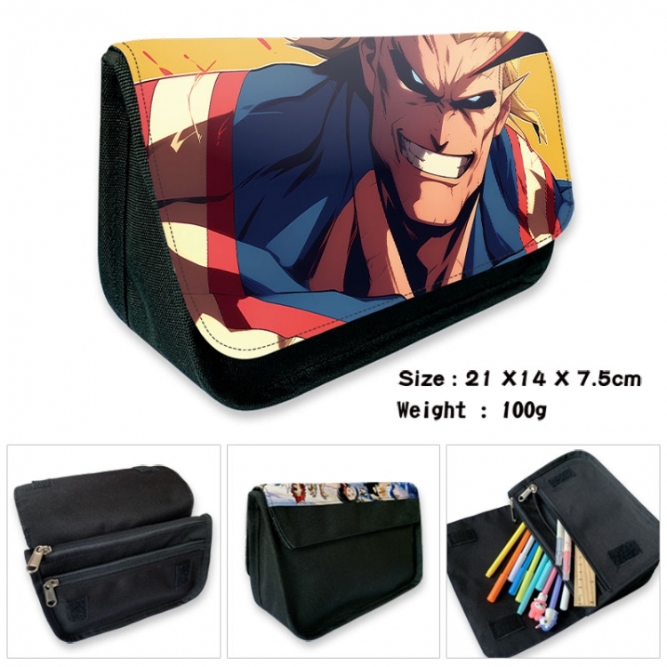 My Hero Academia Anime Velcro canvas zipper pencil case Pencil Bag 21×14×7.5cm