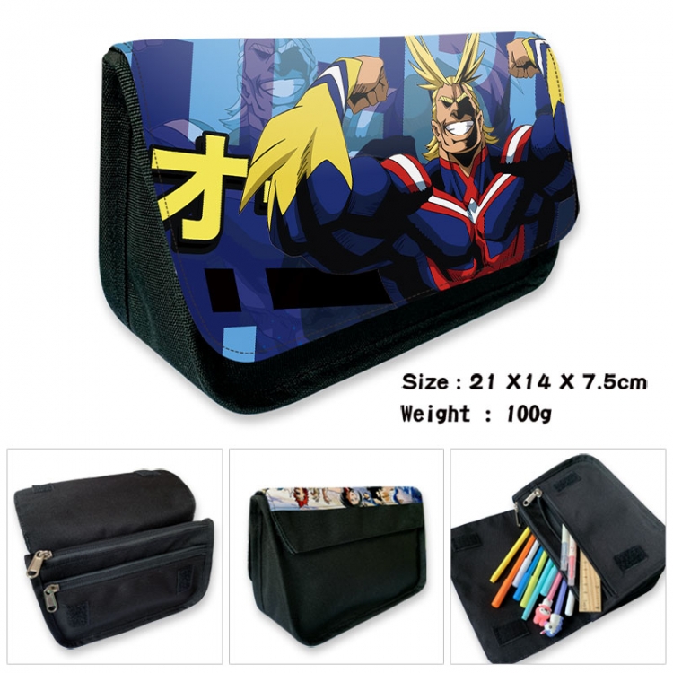 My Hero Academia Anime Velcro canvas zipper pencil case Pencil Bag 21×14×7.5cm