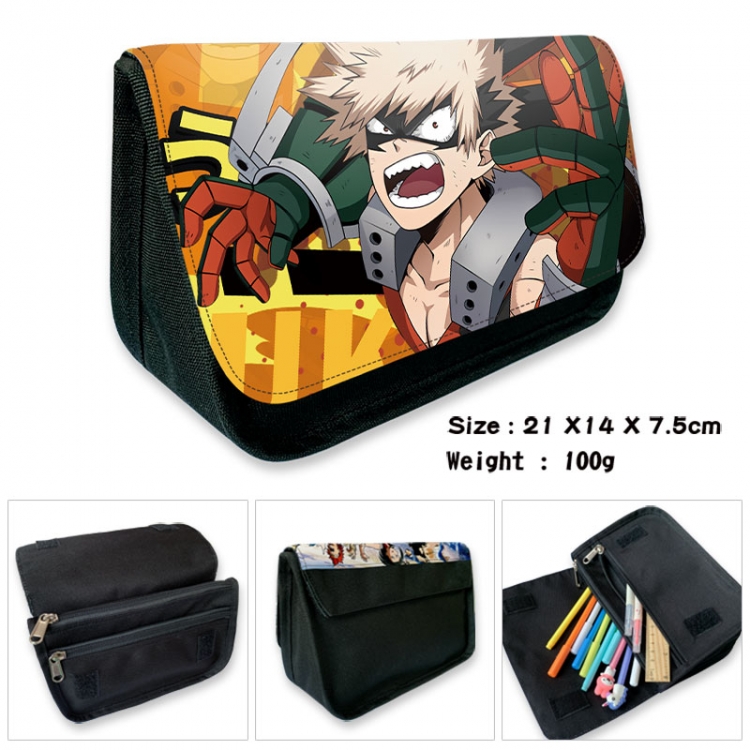 My Hero Academia Anime Velcro canvas zipper pencil case Pencil Bag 21×14×7.5cm