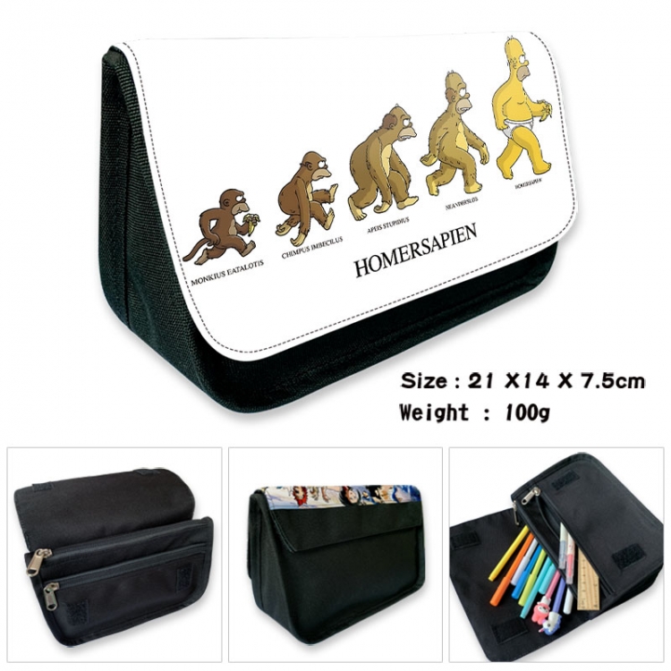 The Simpsons Anime Velcro canvas zipper pencil case Pencil Bag 21×14×7.5cm