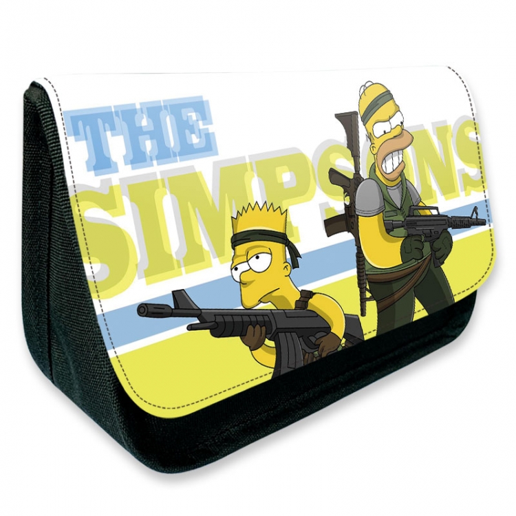 The Simpsons Anime Velcro canvas zipper pencil case Pencil Bag 21×14×7.5cm