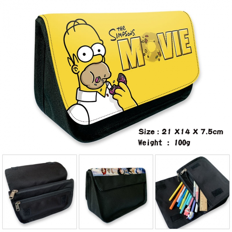 The Simpsons Anime Velcro canvas zipper pencil case Pencil Bag 21×14×7.5cm