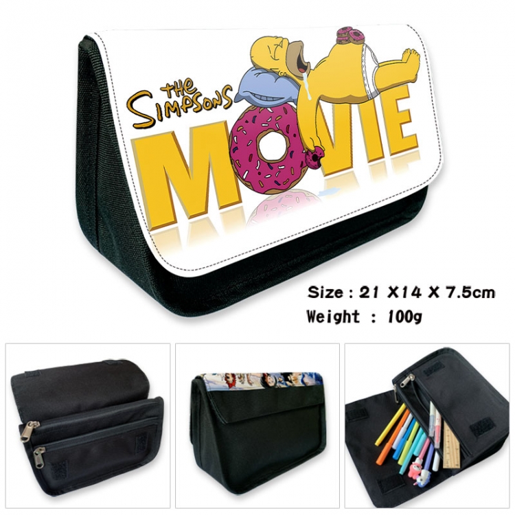 The Simpsons Anime Velcro canvas zipper pencil case Pencil Bag 21×14×7.5cm